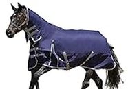 WeatherBeeta ComFiTec Essential Combo Neck Heavy Horse Blanket, Navy/Silver/Red, 78"