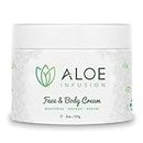 Aloe Infusion Body and Face Moisturizer - Natural Moisturizing Cream with Organic Aloe Vera - Skin Care for Dry Skin, Anti Wrinkle, Acne Scars, Rosacea, Psoriasis Eczema Cream Lotion for Men and Women