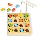 Montessori Wooden Magnetic Fishing Game for Kids, Preschool Learning Educational Montessori Fishing Toys, Gifts for 1 2 3 4 5 Year Old Kids Toddlers