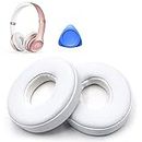 Replacement Earpads, Earpads Cushions Replacement for Beats Solo 2 & Solo 3 Wireless On-Ear Headphones, Ear Pads with Soft Protein PU Leather | Memory Foam(1 Pair-White)