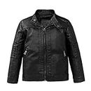 Boys Faux Leather Jacket Toddler Kids Motorcycle PU Leather Coats Fall Winter Outerwear Coat, Black, 11-12 Years