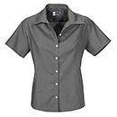 US BASIC Womens Ladies Casual Work Grey Shirt - Short Sleeve and Open Neck L