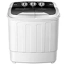 Waterjoy Portable Washing Machine, 13lbs Capacity Twin Tub Mini Washer and Dryer Combo for Apartments, Dorms, RVs, Black and White