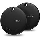MiLi 2 Pack Bluetooth Tracker Tag for iOS, Mitag Items Finder Locator Compatible with Apple Find My Luggage Tracker, IP67 Waterproof Tracker for Dog, Key, Luggage, Suitcase, Bag, Wallet…