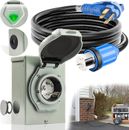 50 Amp 25FT Generator Cord and Waterproof Power Inlet Box Combo Kit ETL Listed