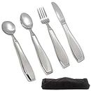 ACTIA Adaptive Utensils Set – Weighted Utensils Set of 4 | For Sensory Disorders Like Parkinson’s, Ataxia and Hand Tremors | Weighted Adaptive equipment includes Knife, Fork & Spoon- | 18/10 Stainless Steel