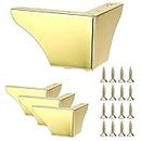 SUMNACON Pack of 4 8 cm Steel Furniture Feet Cabinet Feet Legs for Chairs Table Cabinet TV Cabinets Drawers Sofa with Screws Furniture Legs Easy Assembly Triangle (Golden)