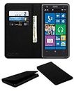 ACM Rich Leather Flip Wallet Front & Back Case Compatible with Nokia Lumia 1020 Mobile Flap Magnetic Cover Black