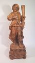 19th C. Hand Carved Wooden Statue Spanish Colonial Explorer Wormy Chestnut