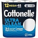 Cottonelle Ultra CleanCare Toilet Paper, 12 Mega Rolls, Strong Bath Tissue (12 Mega Rolls = 48 Regular Rolls)