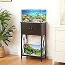 LAQUAL 10 Gallon Fish Tank Stand with Cabinet, Double Aquarium Stand for 10 & 5 Gallon Fish Tank, Heavy Metal Stand with Stable Structure, Adjustable Table Feet & Anti-tilt Device