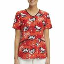 Disney Tops | Mickey Minnie Nwt Scrub Top Front Pockets Red Disney Plus Hearts S M L Xl 2x 3x | Color: Red | Size: Various