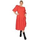 Lovedrobe Womens Plus Size Dress Ladies Curve Key Backhole 3/4 Sleeves Midaxu High Waist Everyday for Summer Work Office Party Vestido, Coral, 48 para Mujer