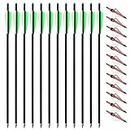 12pcs 20inch Carbon Crossbow Arrows Crossbow Bolts with 4inch Vanes and 12pcs 3 Blades Archery Broadheads 100 Grain Screw-in Arrow Heads Arrow Tips (Arrows with Red Tips)