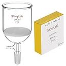 stonylab Filtering Funnel/Qualitative Filter Paper Bundle, 1-Pack 500 ml Glass Buchner Filtering Funnel with Fine Frit(G3) and 24/40 Joint, 100-pack 94mm Diameter Cellulose Filter Paper Circles