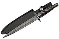 SZCO SUPPLIES 12.5" Damascus Wood Handle Commando Dagger, Brown