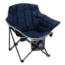 SunnyFeel Folding Camping Chairs, Portable Padded Camp Chair, Heavy Duty 500 LBS, Portable Moon Round Saucer Lawn Chairs (Blue)