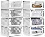 Stackable Storage Bins,8 Pack Foldable Plastic Wardrobe Clothes Organizer Drawer Shelf Storage Basket Container Plastic Drawer Organizer Shelf Baskets Folding Containers Bins Cubes