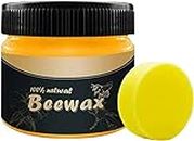 Kriq Wood Seasoning Bee Wax With Spounges | Natural Traditional Beeswax Polish Wood Furniture Polish & Cleaner for Wood Doors | Table | Chair | Cabinet and Floor for Furniture to Beautify & Protect.