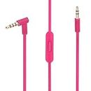 Solo Replacement 3.5mm Audio Cable Cord Wire with in-line Remote Microphone Compatible with Beats by Dr Dre Headphones Solo/Studio/Pro/Detox/Wireless/Mixr/Executive/Pill Suppot iOS System (Pink)
