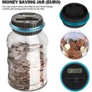 Piggy bank with electronic LCD digital meter account silver coin Euro 1.5L