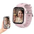 Turet Taffy 4G Smart Watches for Kids Girls & Boys, Live Tracker GPS Watch with Sim Support, Voice & Video Call, SOS, HD Camera, Alarm, Waterproof, Long Battery and Slim Design (Pink)