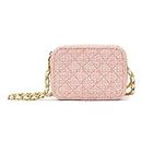 Miraggio Donna Tweed Mini Crossbody/Sling Camera Bag for Women (Tweed Pink)