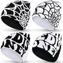 Ramede 4 Pcs Y2K Beanie Double Side Graphic Beanie Acrylic Knitted Y2K Hat Spider Web Beanie for Women Men Y2K Accessories (Retro)