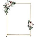 RUBFAC Wedding Arch Backdrop Stand for Ceremony and Photo Booths - 6.6x5.2 FT Square Gold Metal Frame for Wedding, Garden Arbor, Birthday Party, Baby Shower