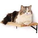 GONCHAK HUB Cat Hammock Wall Mounted Large Pets Shelf - Floating Wall Shelf with Cat Scratching Mat, 0.79 Inch Thick Solid Rubber Wood Hanging Shelves, 15.7 x 10 Inch