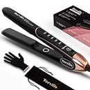 Terviiix Hair Straightener Flat Iron, Céramique Fer Plat with Non Snagging Plate, 2 in 1 Hair Iron and Curler, 15s Fast Heating, 5 Adjustable Temperatures Max 450°F, Dual Voltage