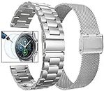 valkit Compatible with Galaxy Watch 3 45mm Band, 2-Pack 22mm Quick Release Watch Band Stainless Steel Metal Bracelet for Samsung Galaxy Watch 3 45mm/Galaxy Watch 46mm/Gear S3 Frontier, Sliver