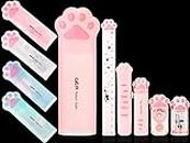 6 Pcs Cute Cat Paw Stationery Set Include Cat Paw Pencil Case Cat Pencil Sharpener Cute Correction Tape Cute Retractable Erasers Paw Ruler Stationery Supplies for School Girls Cat Lover