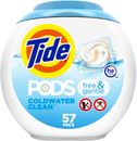 Cápsulas de detergente para ropa Tide Free & Gentle, 57 unidades, sin perfume e hipoalergénico NUEVO