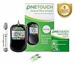 OneTouch Select Plus Simple glucometer machine with 50 Test Strips | Simple & accurate testing of Blood sugar levels at home | Global Iconic Brand | Includes 10 Sterile Lancets + 1 Lancing device