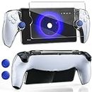 MENEEA Protective Case for Playstation Portal Remote Player, Clear PC Cover Protector for PS Portal Controller,All-Round Non-Slip Thumb Grips Tempered Film Accessories kit for Portal Remote Player
