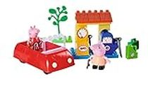 BIG Spielwarenfabrik 800057175 Bloxx – Peppa Pig Voiture Jouet (28 Blocs de Construction) avec Station-Service et 2 Figurines Jeu (Papa & Kit Fixation pour Enfants 18 Mois à 5 Ans