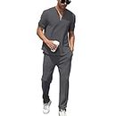 FZNHQL 2 Piece Outfits for Men Fashion Jogging Tracksuit Casual Sweatshirt and Sweatpants Outfits Joggers Sets Gym Clothing Dark Gray S