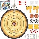 CREAMKIDS 8in1 Large Axe DartBoard Toss Gmaes for Kids，Kids Dart Board Set with 20 Pcs,12 Sticky Balls,4 Rings,Indoor & Outdoor Sport Party Decoration for Boy Girls,Gifts for Kids 3 5 6 8 Years Old
