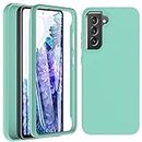 for Samsung S21 FE Case, BESINPO Full Body Rugged Case with Built-in Screen Protector, Military Grade Heavy Duty Anti-Scratch Shockproof Protection Bumper Case for Samsung Galaxy S21 FE 5G Mint Green