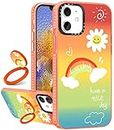 Toycamp for iPhone 11 Case, Cute Rainbow Sun Colorful Cartoon Graffiti Print Design for Women Girls Boys Teens Case with Ring Kickstand Cover for iPhone 11 (6.1 Inch), Orange