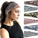ETHEL Boho Headbands For Women Non Slip Hairbands for Women and Girls Fashion Wide Headband Yoga Workout Head Bands Elastic Hair Accessories Band 6 Pack