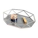 Glass Vanity Tray, Silver Mirror Tray, Octagon Perfume Tray Organizer of Dresser Bathroom Counter,Tabletop Tray Storage and Display for Makeup Cosmetic Skincare, Delectable Bedroom Decorative Tray
