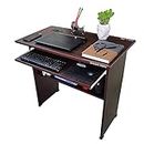 Urbain Home Big Size Folding Study Table, Foldable Computer Table, Work from Home Office Desk, No-Assembly Table with Bookshelf, Key Board Tray and Wire Manager (Dark Rosewood)
