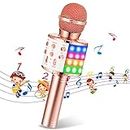 Toys for 3-12 Year Old Girls, Boys Exssary Microphone for Kids Gifts 8-12 Years Old Karaoke Microphone Christmas New Year Gifts for 4 5 6 7 8 Year Old Girls Wireless Microphone Rose Gold