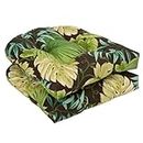 Pillow Perfect Indoor/Outdoor Brown/Green Tropical Wicker Seat Cushions, 19-Inch Length, 2-Pack