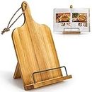 PUERSI Cookbook Stand, Recipe Book Holder for Kitchen Counter, Wooden Cookbook Holder, Rustic Cook Book Holder Stand