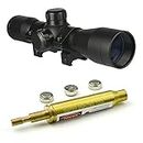 GOTICAL - Combo of 2-4x32 Compact Hunting Crossbow Archery Scope and rchery Crossbow Bow Arrow Red Laser Sighting Tool Multiple Range Reticle, 1" Tube and Mid-Height Weaver Ring Mount