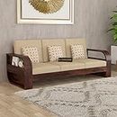 K L FURNITURE Solid Wood 3 Seater Sofa For Living Room|Sofa Set For Living Room Furniture|Wooden 3-Person Sofa Set For Living Room|Teak Wood Sofa Set|(Natural Maple Finish Brown)