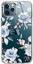 luolnh iPhone 11 Pro Max Case,iPhone 11 Pro Max Cute Case with Flowers,for Girly Women,Shockproof Clear Floral Pattern Hard Back Cover for iPhone 11 Pro Max 6.5 inch 2019 -Blue